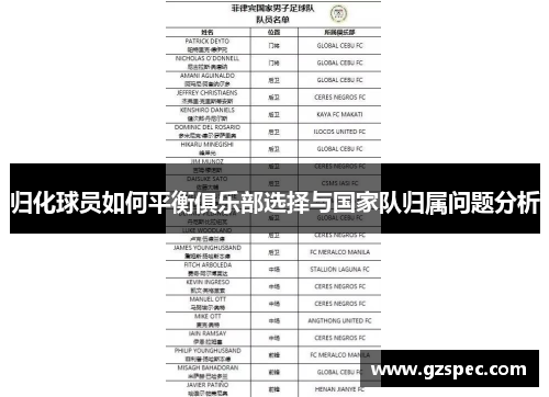 归化球员如何平衡俱乐部选择与国家队归属问题分析